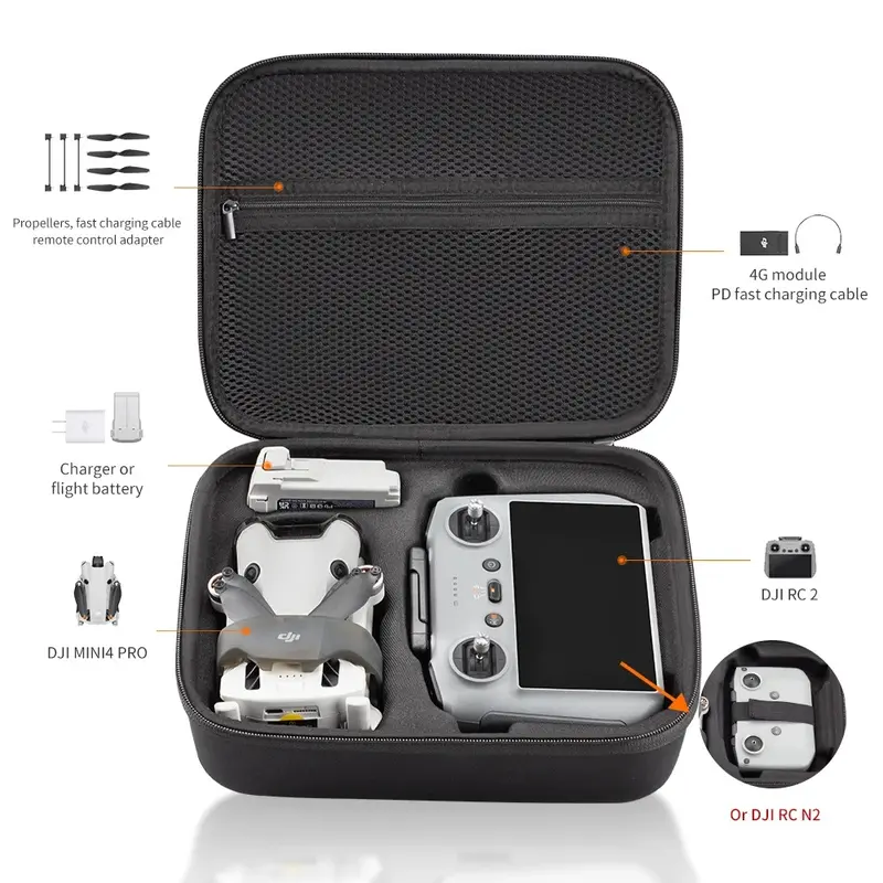 (BISA COD) XIFIJI Tas Drone Hard Shell Protective Storage Bag DJI Mini 4 Pro - XJI4 TERMURAH Aksesoris Plastik 3