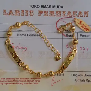 COD EMAS MUDA GELANG TANGAN wanita dewasa MOTIF Rantai Flat bola  GRATIS DAPAT SURAT DARI TOKO   Bracelets Murah Elegan