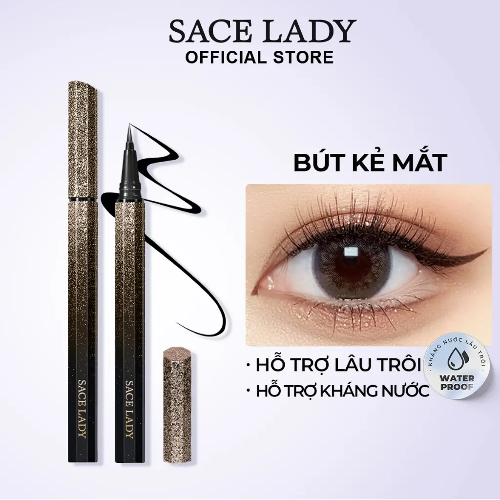 [Cod] Bút Kẻ Mắt Sace Lady, Bút Kẻ Mắt Màu Đen Lâu Trôi Không Thấm Nước 1.2Ml
