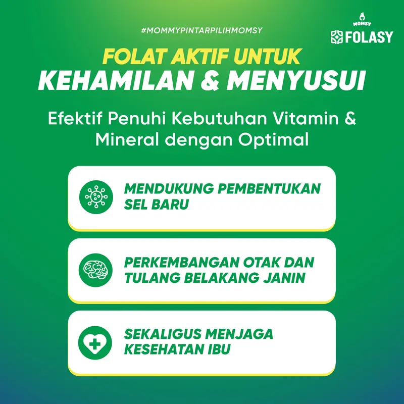 FOLASY [FOLAT AKTIF] [FREE ONGKIR}Lengkap Dengan 20 Nutrisi Esensial Bumil Kalsium, Magnesium, DHA, Omega 3, Vitamin A-K 1