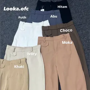 ORO PANTS KNIT - Celana Wanita Anti Kusut - Celana Kulot Highwaist Wanita Nyaman