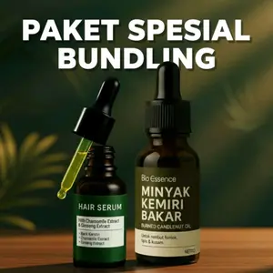 Paket Spesial Bundling 2 Botol Hair Serum & Minyak Kemiri Bakar Bio Essence untuk Rambut Sehat Tebal dan Berkilau