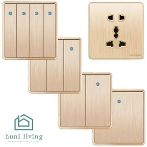 Saklar  Lampu Emas Gold Brushed 1/2/3 Gang Electrical Switch