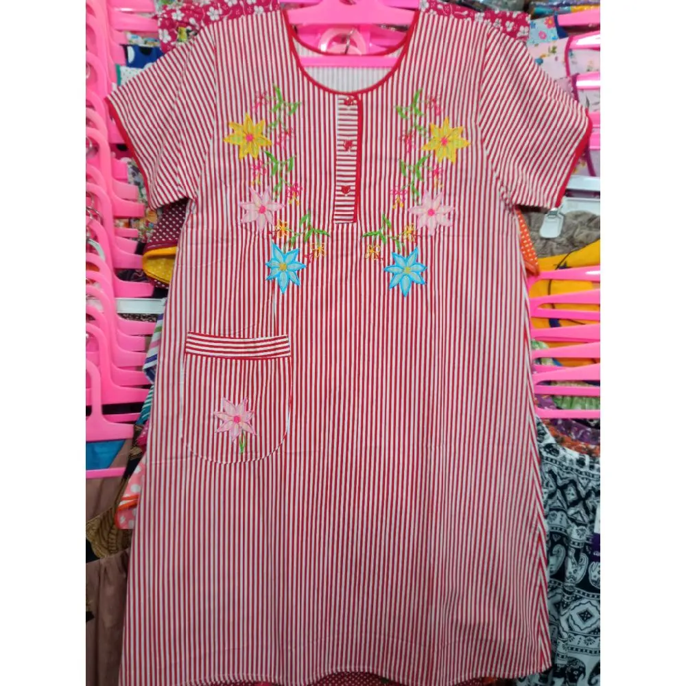 Daster Bordir Malang Jakarta Tasikmalaya Bahan Katun Jepang Lokal Lengan Pendek Ibu Bumil Busui Motif Cantik Ibu Hamil dan Menyusui Kancing Depan Nyaman Wanita Remaja