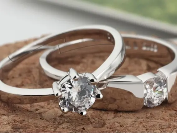 Ranier Verena Cincin Couple Pasangan Estetik Hadiah Perempuan Titanium Silver Jewellery Elegant Adjustable Rings Berlian Permata 1