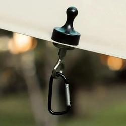 Wooswen 20-Pack Strong Magnetic Hooks With D-Ring – Portable Aluminum Alloy Camping Magnets For Tents, Canopies, Lights, Keys, Tools – Damage-Free Hanging, 4.13" X 0.75"