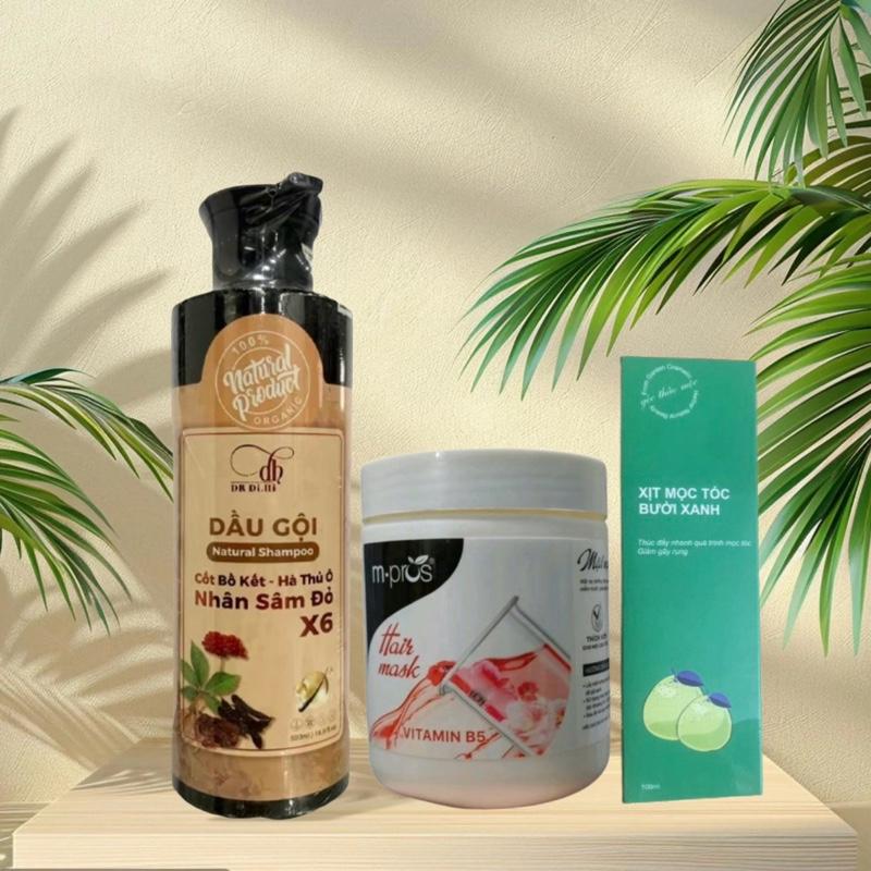 [chính hãng] dầu gội thảo dược HÀ THỦ Ô - Cốt Bo Kết Nhân Sâm Đỏ X6 + ủ xã phục hồi chuyên sâu, hỗ trợ giảm rụng tóc , hỗ trợ tóc con , hỗ trợ tóc dày hơn