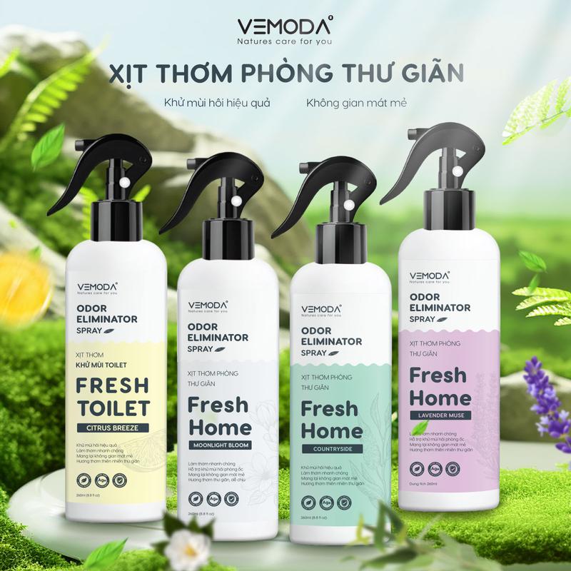 Xịt thơm phòng thư giãn Vemoda - Khử mùi hôi, mùi ẩm mốc, làm thơm không gian nhanh chóng. Hương thơm thư giãn, không gian mát mẻ chai