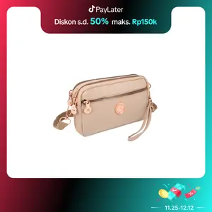 OPIOBAGS Pioma Celina Rose Gold - Dompet Selempang Hp Wanita - Dompet Selempang 3 Resleting