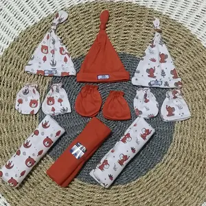 Topi Sarung Tangan Kaki Dan Bedong Uk 90x110 Setelan Bayi Motif bahan Nyaman