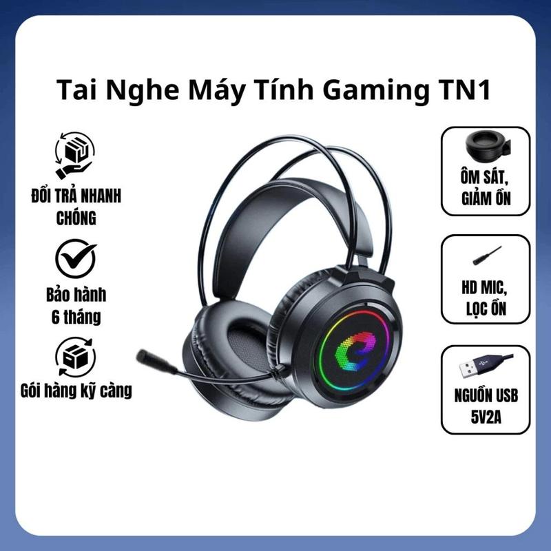  Tai Nghe Máy Tính Gaming TN1 Có Mic Đàm Thoại Bass to LED RGB dùng cho máy tính và laptop 