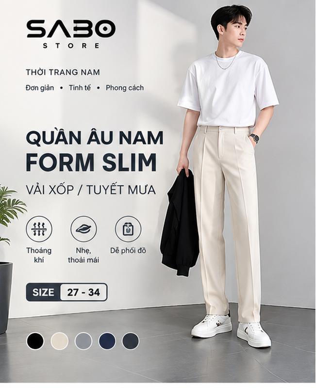 Quần Âu Nam Form Slim Fit Dáng Gọn – Vải Xốp/Tuyết Mưa – Size 27-34