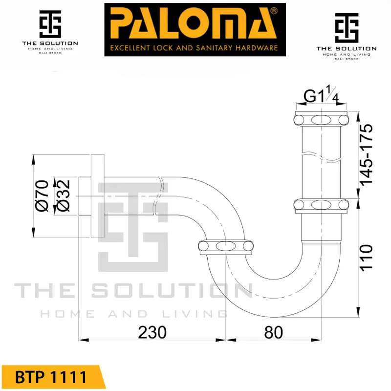 Basin P-Trap PALOMA BTP 1111 Pipa Pembuangan Wastafel Sifon Wastafel Leher Angsa Afur Siphon Washtafel Chrome Silver 1