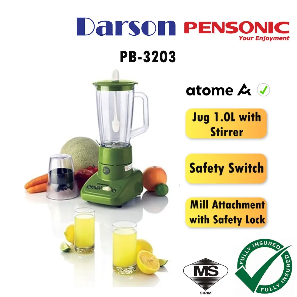 Pensonic Blender with Mill Attachment Blender Murah 1 Set 250W PB-3203