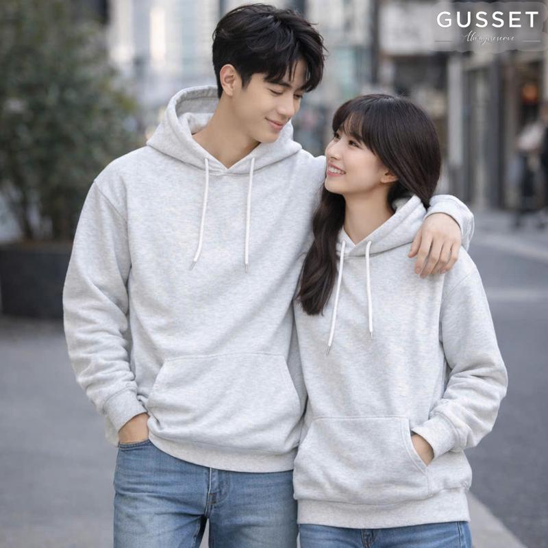  Áo nỉ hoodie nam nữ FORM RỘNG Bacsic trơn mũ  chất vải nỉ bông dày dặn đinh lượng 320GSM GUSSET - HD 