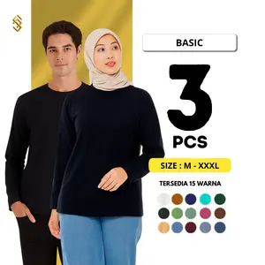 [100K 3PCS] Kaos Polos Lengan Panjang Nakamed Premium Quality Poly Cotton 24s Unisex Cowok Cewek | Basic Longsleeve oblong  Baju Pria Wanita Distro Atasan Polos Panjang