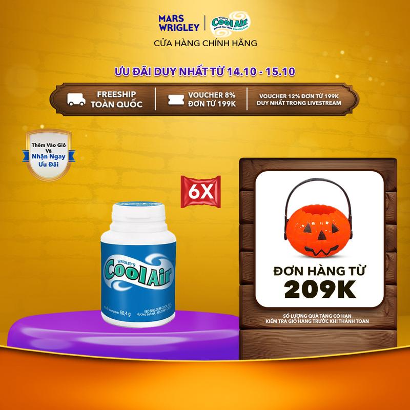 Combo 6 hũ kẹo Sing-gum Cool Air Candy hương bạc hà - khuynh diệp hũ 38 viên