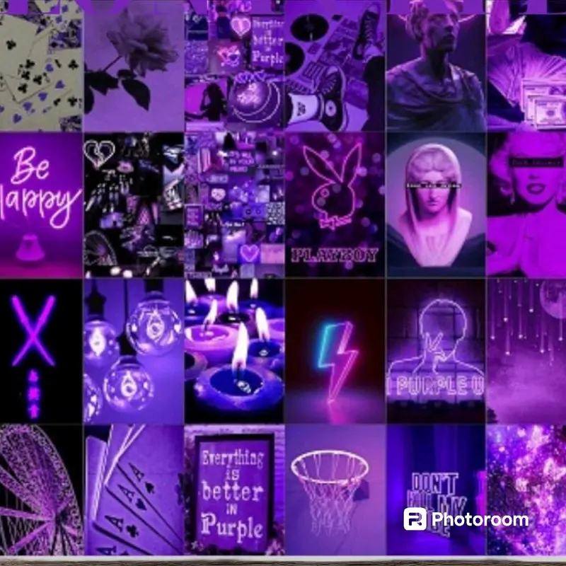 [24PCS] poster dinding neon blue A6 fre buble warp 2