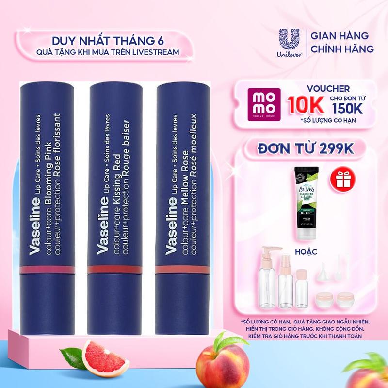 Son dưỡng môi Vaseline Colour+Care 3g Cosmetic Son Môi Nữ Skincare