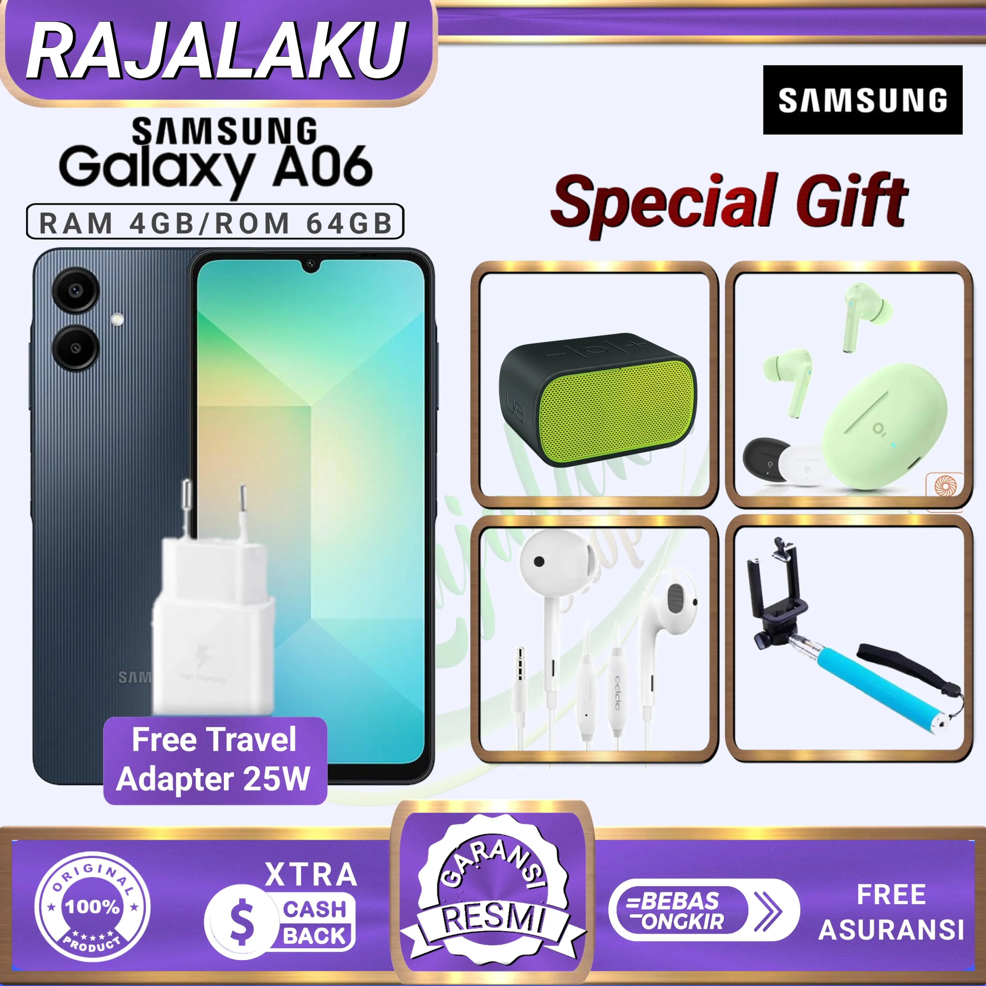 HP SAMSUNG GALAXY A06 RAM 4/64GB & 4/128GB GARANSI RESMI INDONESIA