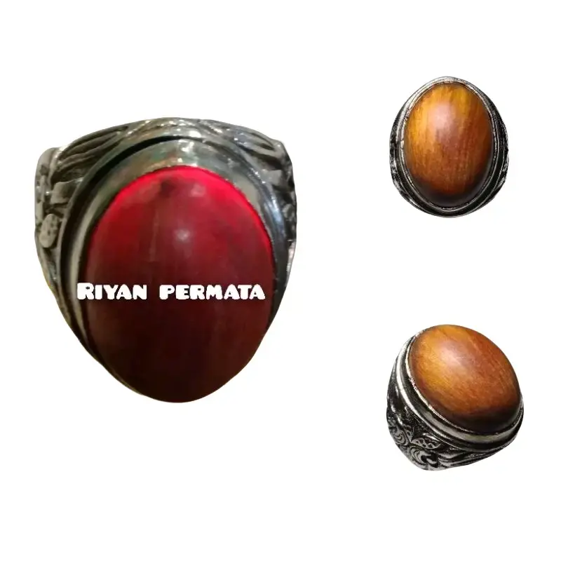 Cincin akik kayu agatis senter tembus Merah 0