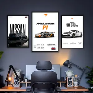 Hiasan Dinding Aesthetic Mobil Sport Supercar Hypercar Poster - Gantungan Besi / Double Tape