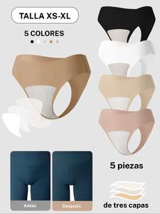 5 Pack de Tangas sin mostrar para Mujer - Ropa interior sin costuras que previene el camello, esencial para Yoga, Fitness y Gimnasio