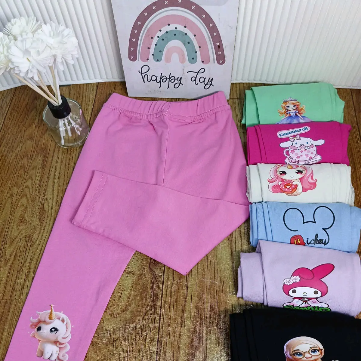 paket hemat  3pcs legging anak sablon karakter murah bahan sepandek melar leging