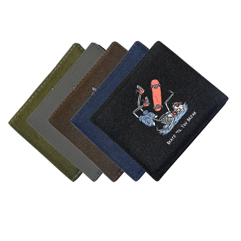 Dompet pria sablon pendek bahan canvas Skate T'ill You Break Kartu 2