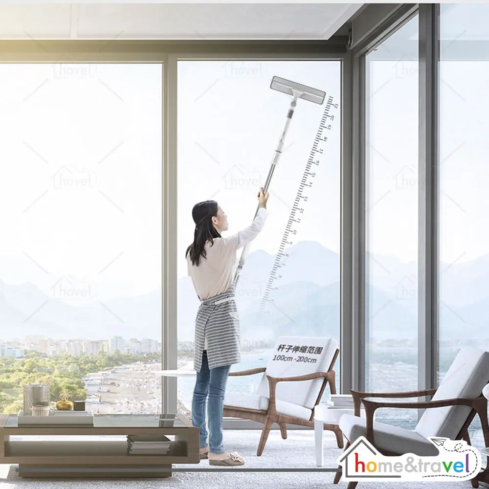 Wiper Pembersih Kaca Jendela Rumah Gedung Flexible Gagang Panjang 2 in 1