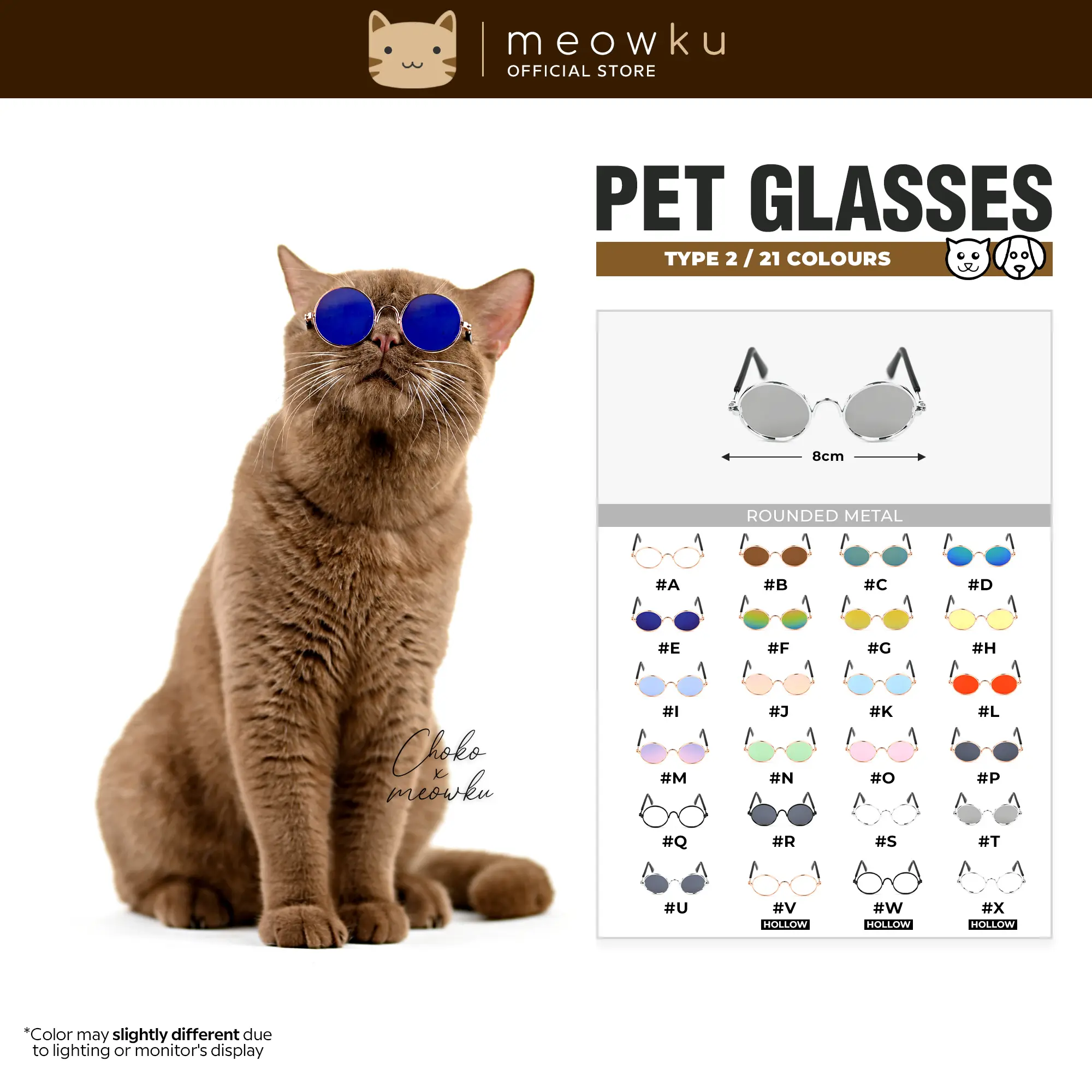 Pet Sunglasses Rounded Metal Glasses Shades Spectacles for Cat & Dog (Cermin Mata Kucing) #TYPE2