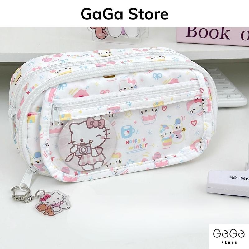  Bóp viết trong suốt nhiều ngăn rộng rãi họa tiết thú cute cho học sinh vừa máy tính PKV083 gagastore 