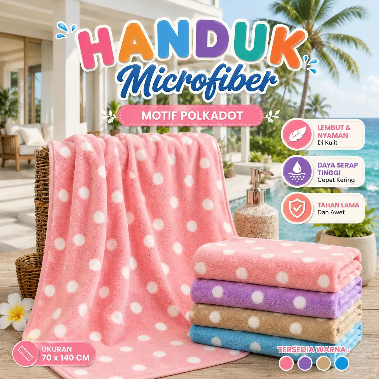 Handuk Mandi JUMBO PENTHOUSE Salur 70CMX140CM / Handuk dewasa / Handuk Besar handuk mandi cepat meresap