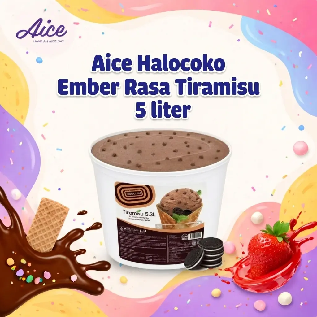AICE X HALOCOKO Rasa Tiramisu Bucket 5 Liter Ice Cream Es Krim Tiramisu
