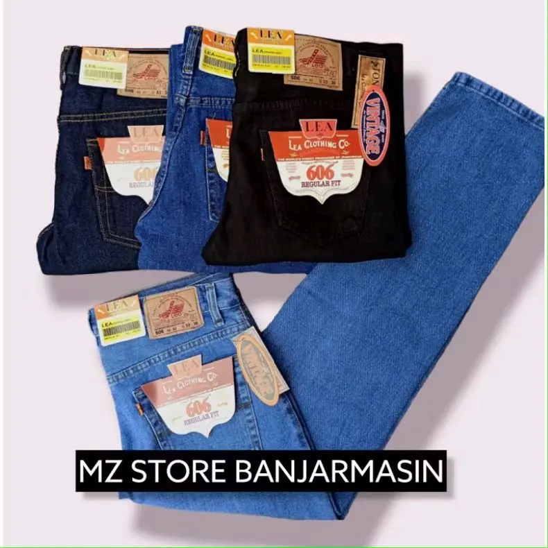 Celana Jeans Lea 606 Panjang Hitam Biru Tua Pria Type Reguler/Standart Bahan Denim Jamin Tidak Mudah Luntur Cocok Dipakai Buat Kerja Lapangan Sepert Bagian Tambang