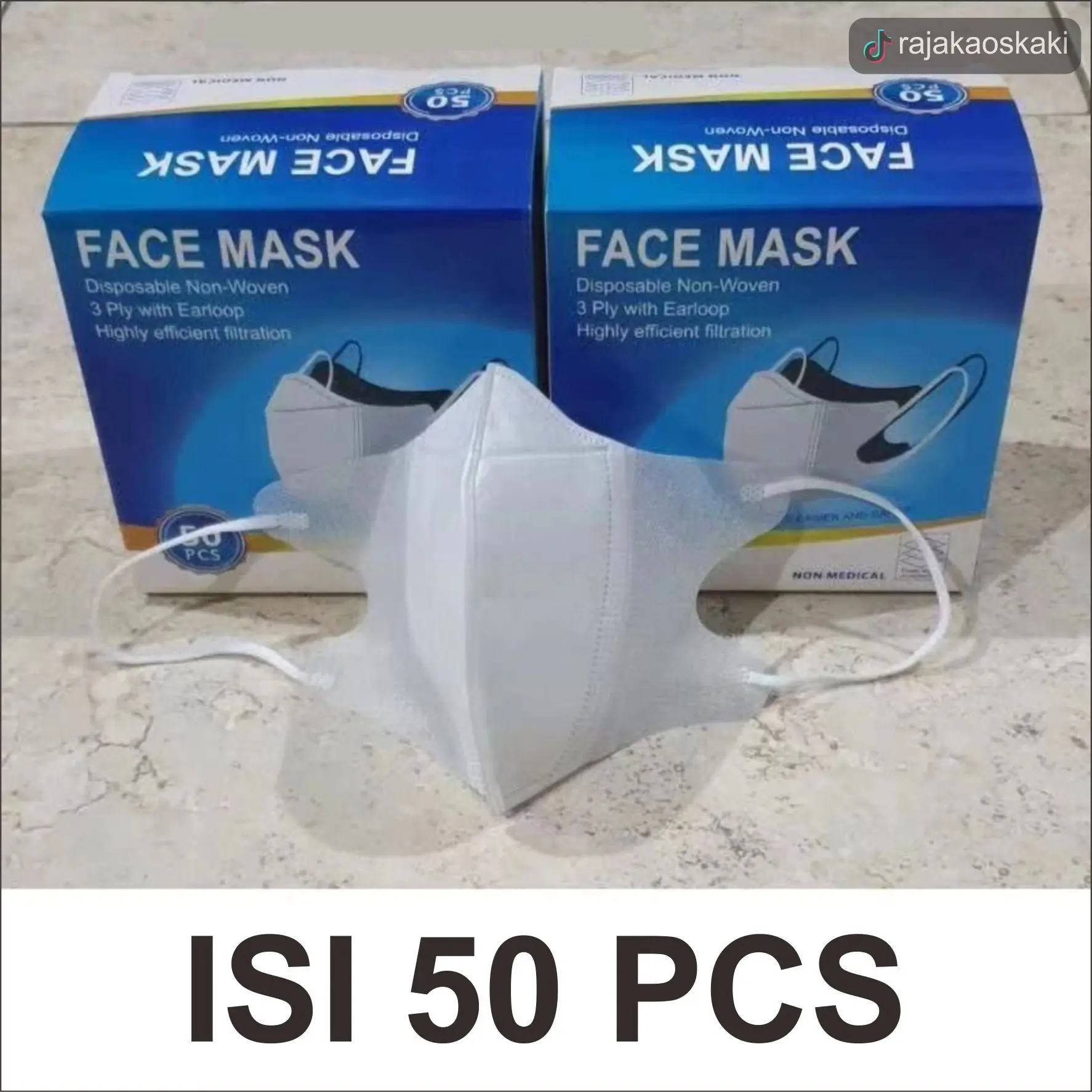 MASKER DUCKBILL FACEMASK 3 PLY ISI 50 PCS PER KOTAK WARNA HITAM & PUTIH