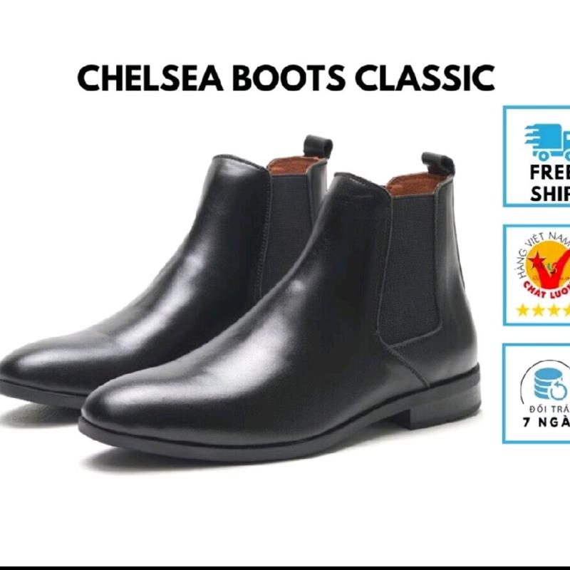 giầy Chelsea boot nam hàng kĩ da nam trơn hai mang chun giày dự tiệc nam da sít đế khâu may chắc chắn mã g013 mua thì đặt lùi lại 1 size ạ