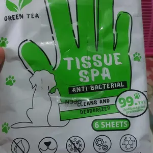 BABEPETSHOP PET SPA Tisu Basah Travelling isi 1Pack isi 6pcs Sarung Tangan Sekali Pakai Kucing Pembersihan Pijat Hewan