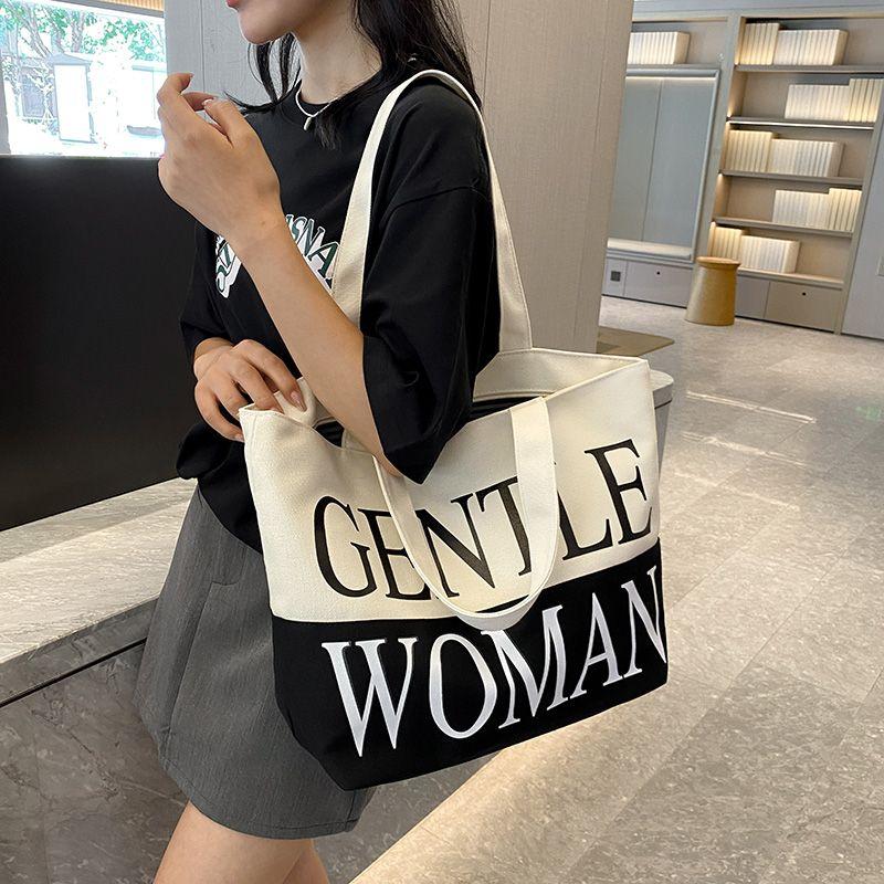 Product Introduction of XIAOPULING Gentlewoman Letter Canvas Tote Bag Fashion Commuter Shoulder Bag for Women 12