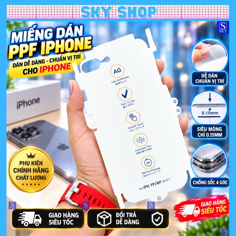Miếng Dán Mặt Lưng PPF iPhone 17 ProMax 17Pro 16 ProMax 16Pro 7 Plus 8 Plus x xs xr xs max 11 12 13 14 15