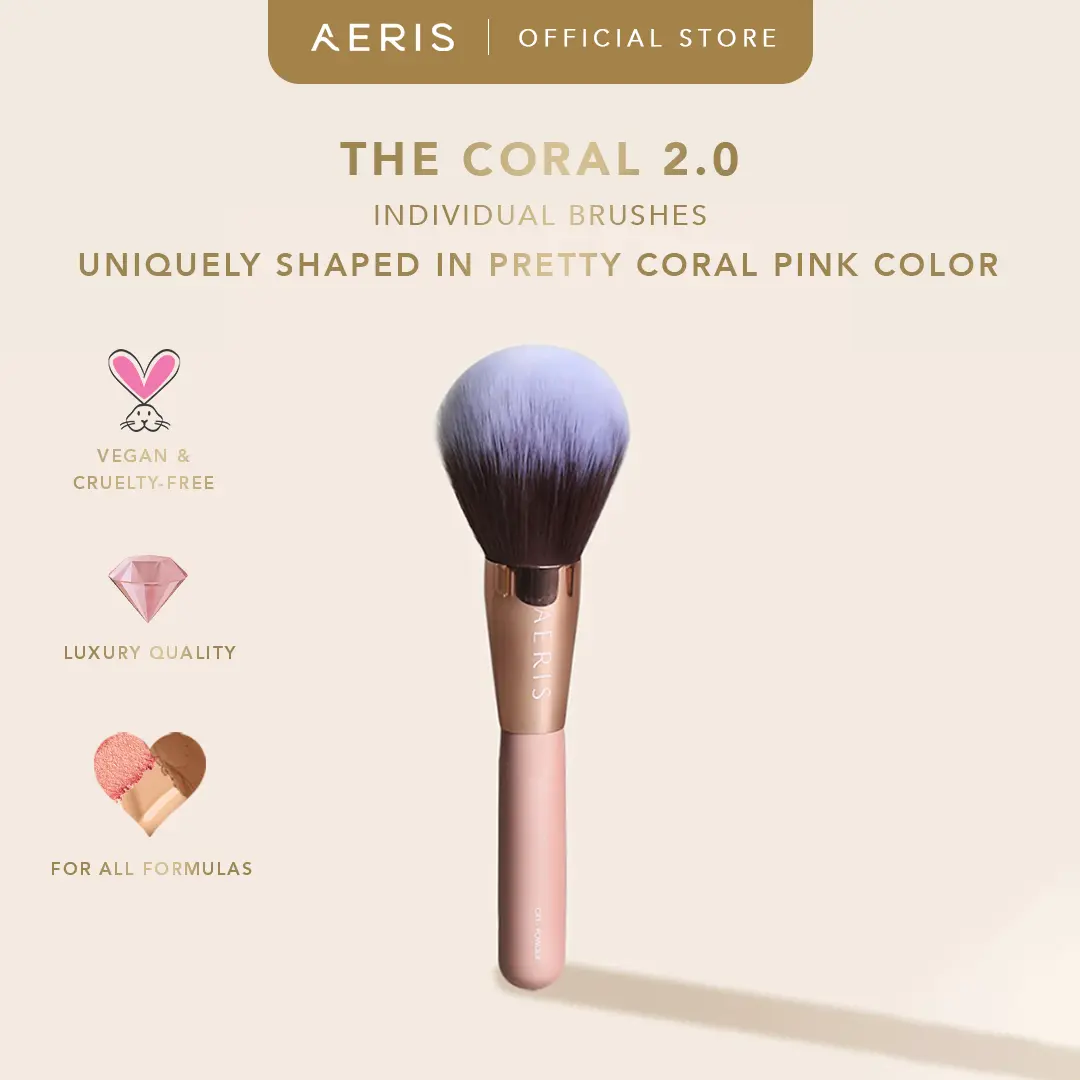 Aeris Beauté The Coral 2.0 - Single Brush | Alat Make Up Kuas Rias Lembut Premium Terjangkau Bagus dan Cute