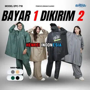 2 PCS - Classic Jas Hujan Elmondo Setelan Pria dan Wanita - Mantel Ujan Jumbo