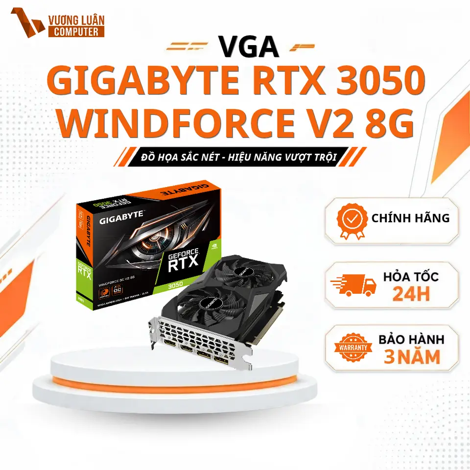VGA Gigabyte RTX 3050 Windforce V2 8GB GDDR6 Chính hãng FullVAT