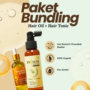 Evoluxe Paket Hemat Hair Oil + Hair Tonic Rosemary Kemiri & Biotin Penumbuh Rambut Anti Rontok & Menguatkan Akar 100% Organik Non Alkohol