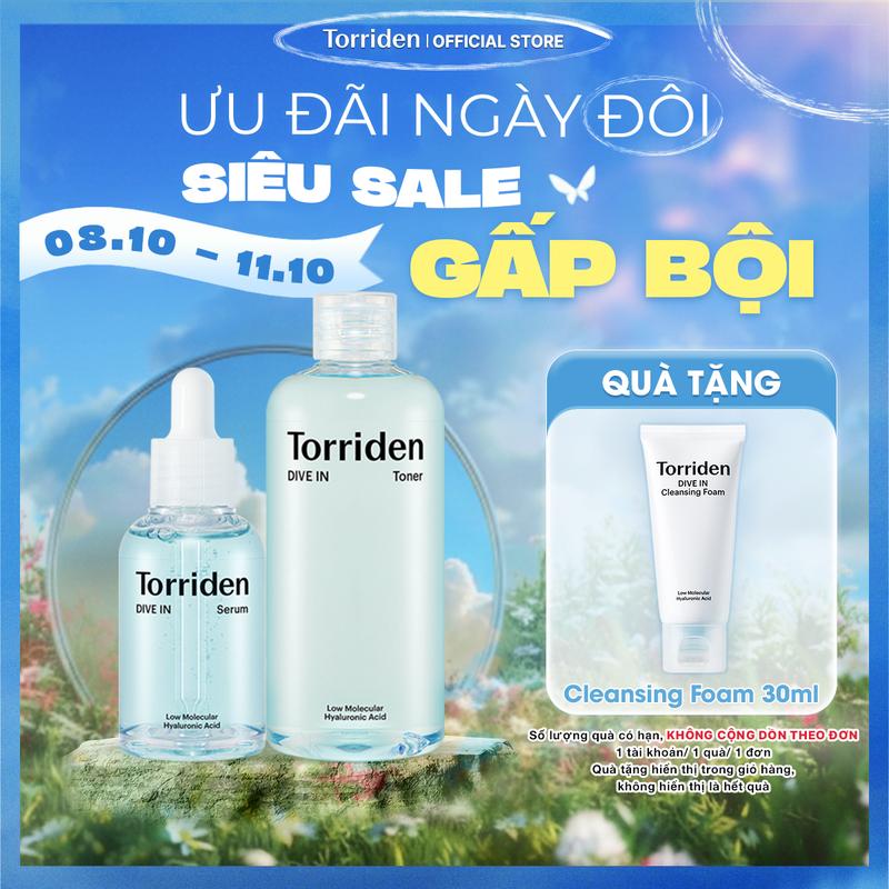 [COMBO] Toner 300ml Và Serum 50ml Torriden Dive In Hỗ Trợ Dưỡng Ẩm Phục Hồi Da