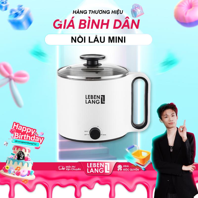 Lebenlang x Luongtoanthang712 Nồi lẩu điện mini Lebenlang LBEC0808 1500ml bảo hành 2 năm