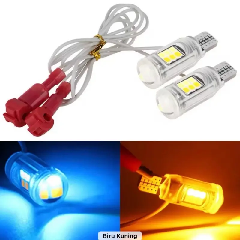 Sepasang Lampu Led T10 2 Mode sein dan senja Motor 2IN1 SENJA+SEN 16 MATA  Lampu T10 2 Mode sein dan senja