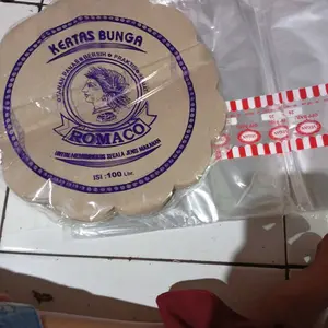 Kertas Nasi Bunga Bulat Coklat Alas Piring Lidi Rotan Isi 100 Lembar