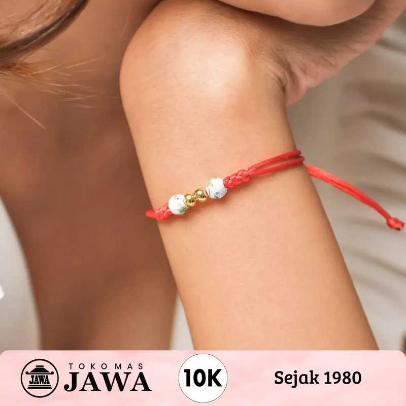 Gelang Tali Emas Giok Bunga Kadar 10 Karat - Toko Mas Jawa 1
