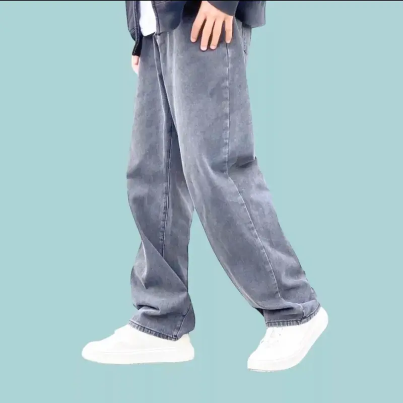 ￼Celana Baggy Jeans Korean Style - Celana Gombrong Jeans Pria - Oversize Baggy Loose Jeans Skena Pria Denim Stretch Santai Basic Nyaman 4